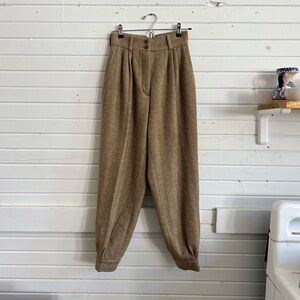 Women’s Herringbone Tan Wool Pants - J. Peterman Co. Riding Breeks